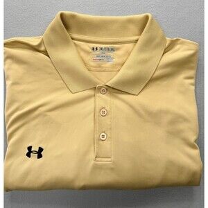 Under Armour HeatGear Polo Shirt Mens 3XL Light Yellow Golf Performance Loose